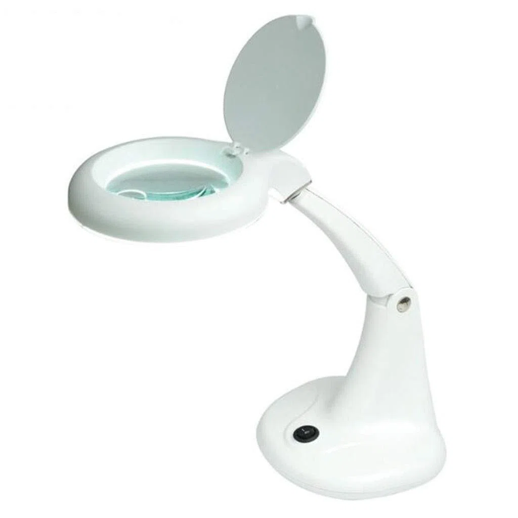 GaRcan Lupa de Escritorio Lupa de Escritorio de Carga con Luces LED 5X10X Lectura Reloj de Control electrónico Reparación de teléfonos móviles Plegable