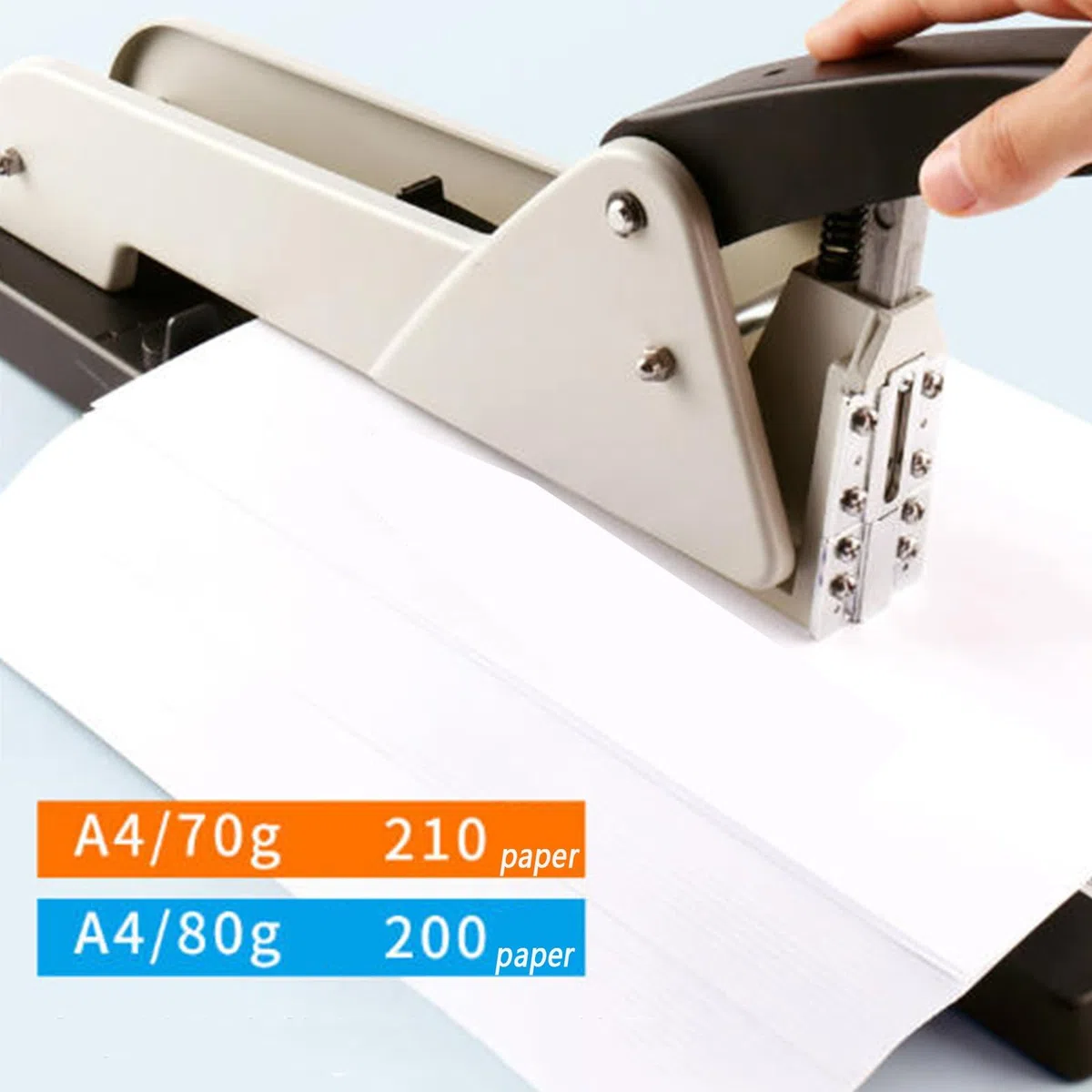 Grapadora de largo alcance, grapadora de brazo largo resistente, capacidad de 210 hojas, profundidad de grapado ajustable de 9.84 pulgadas, para encuadernación de folletos o papel