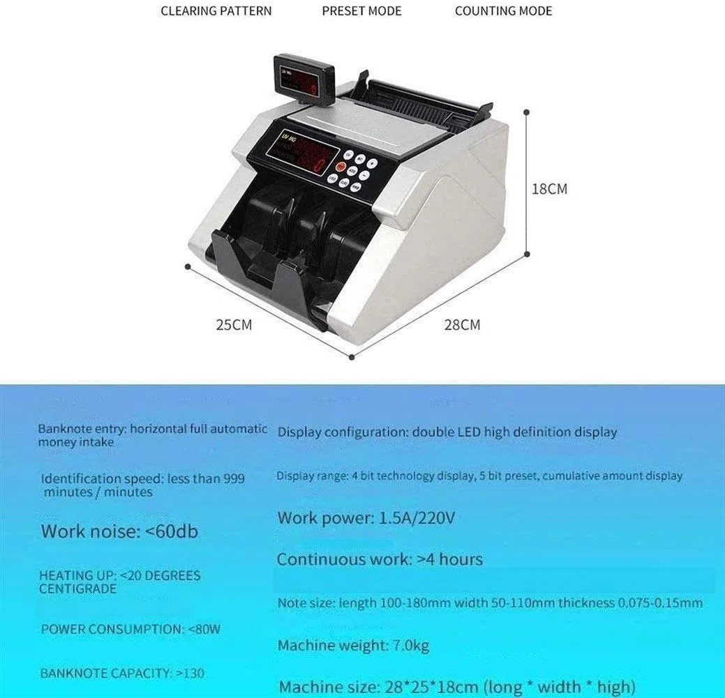 Máquina contadora de Dinero de Grado empresarial con detección de Billetes Falsos Ultravioleta/magnético (UV/MG), Pantalla LCD, Detector de detección de Billetes Falsos para supermercados