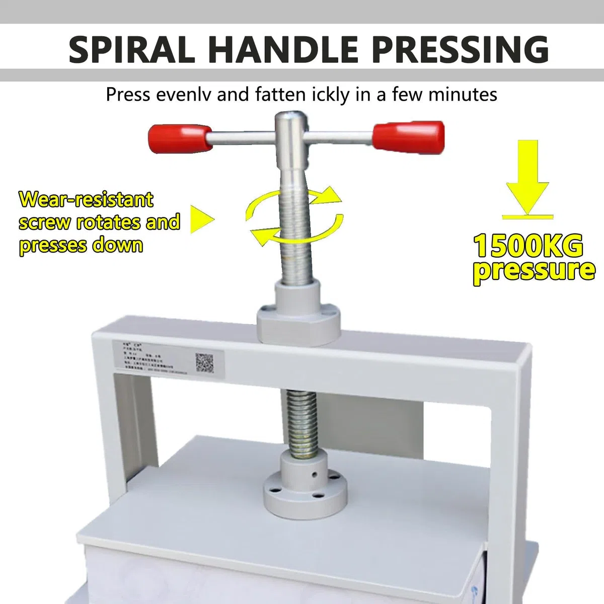 Prensa manual de papel A3 A4 A5 Prensa de encuadernación 3306lbs/1500kg Máquina aplanadora de acero a presión para notas, oficina, factura