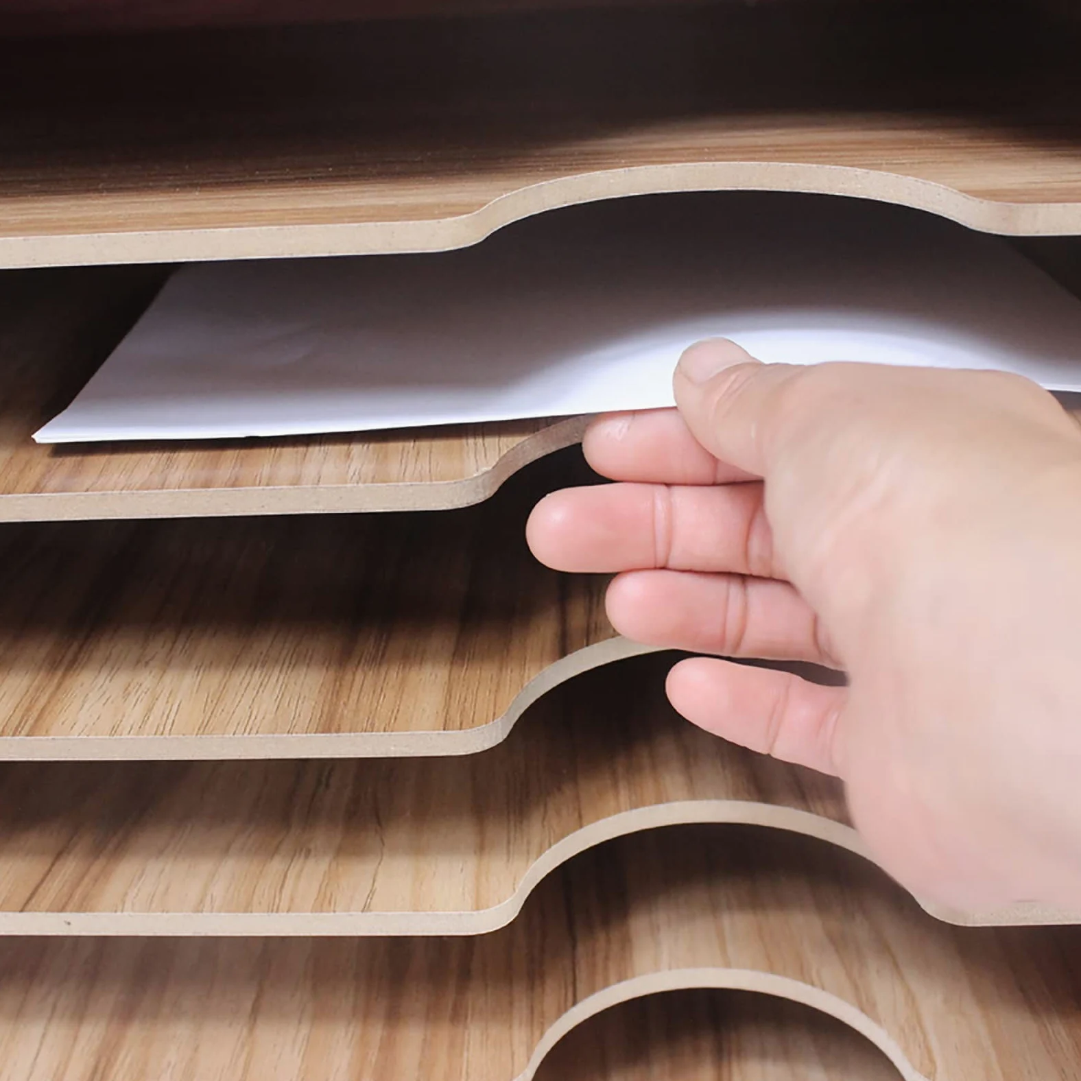 Organizador de Escritorio de Madera, Bandeja para Papel tamaño Carta A3, apilable para organizar el Escritorio, mantén el Orden en casa o en la Oficina.