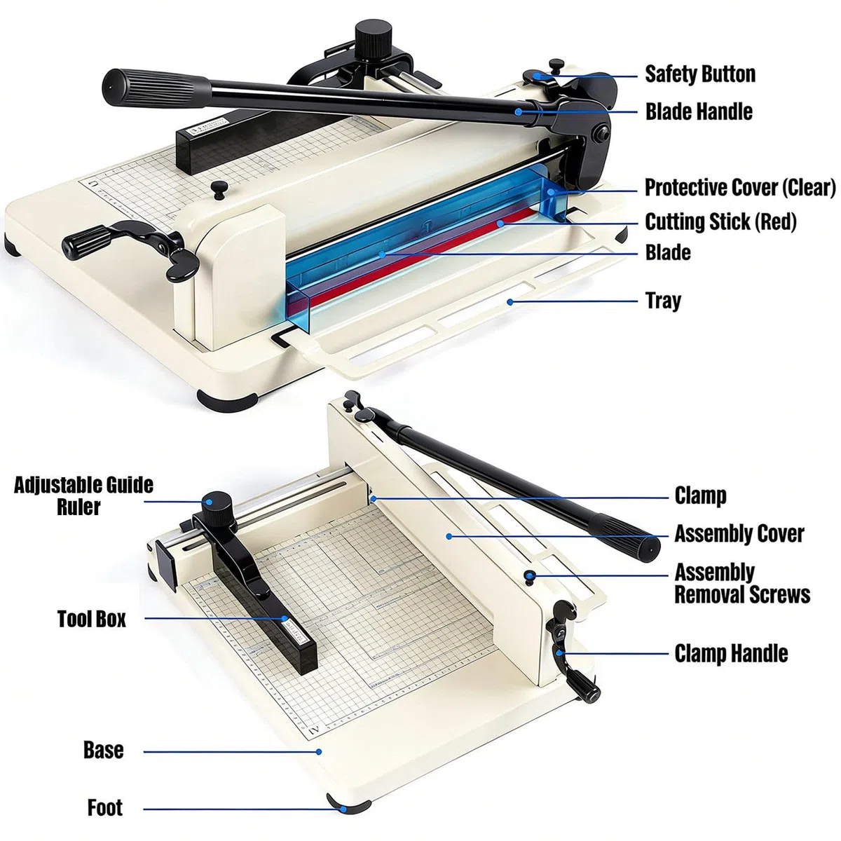 Cortador de papel, cortadora resistente con hoja de 12/17 pulgadas, guillotina A4/A3, corta hasta 400 hojas, para cartulina, fotos, cuero, PVC