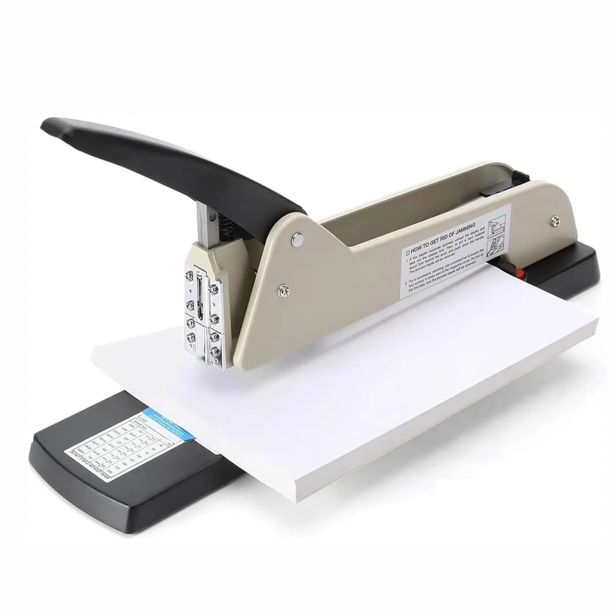 Grapadora de largo alcance, grapadora de brazo largo resistente, capacidad de 210 hojas, profundidad de grapado ajustable de 9.84 pulgadas, para encuadernación de folletos o papel