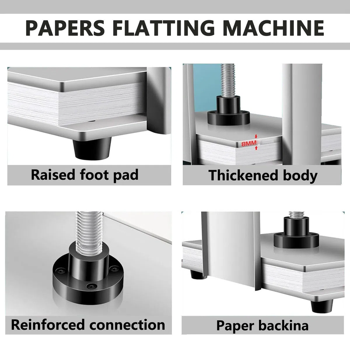 Prensa manual de papel A3 A4 A5 Prensa de encuadernación 3306lbs/1500kg Máquina aplanadora de acero a presión para notas, oficina, factura