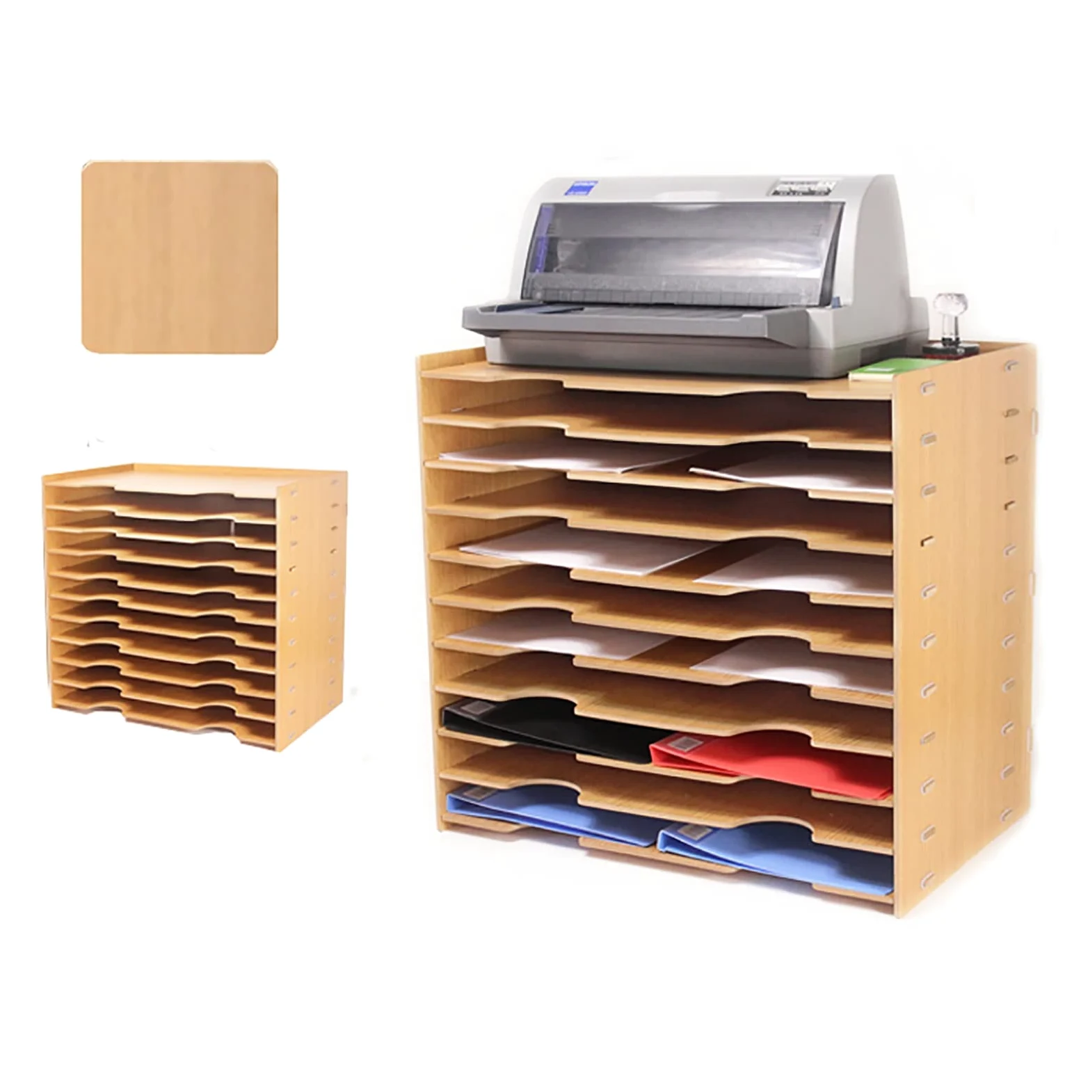 Organizador de Escritorio de Madera, Bandeja para Papel tamaño Carta A3, apilable para organizar el Escritorio, mantén el Orden en casa o en la Oficina.